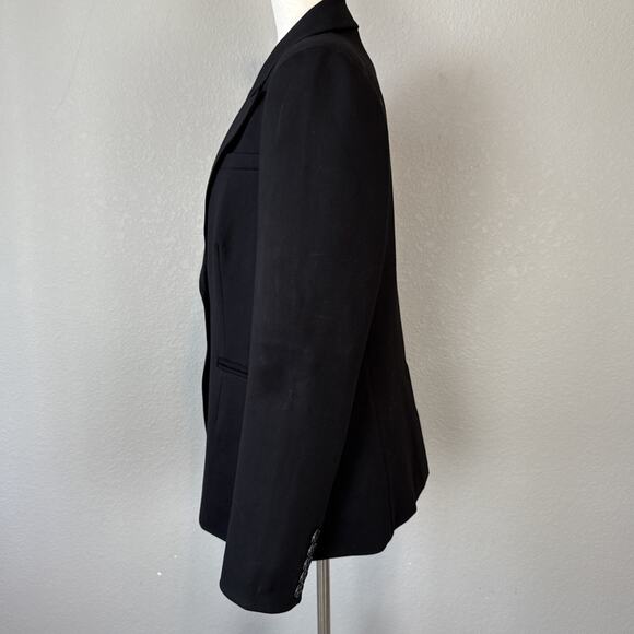 Paige Womens Chelsee Blazer Size L Black Stretch Suiting Work 2 Button Classic - Picture 3 of 7